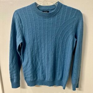 Alfani Wool Stripe Textured Crew Neck Sweater in Blue Sz. S
